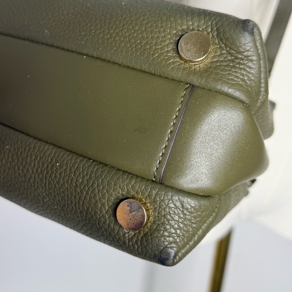 Michael Kors Rollins Satchel Green Pebbled Leather Tote Cross Body - Picture 6 of 13